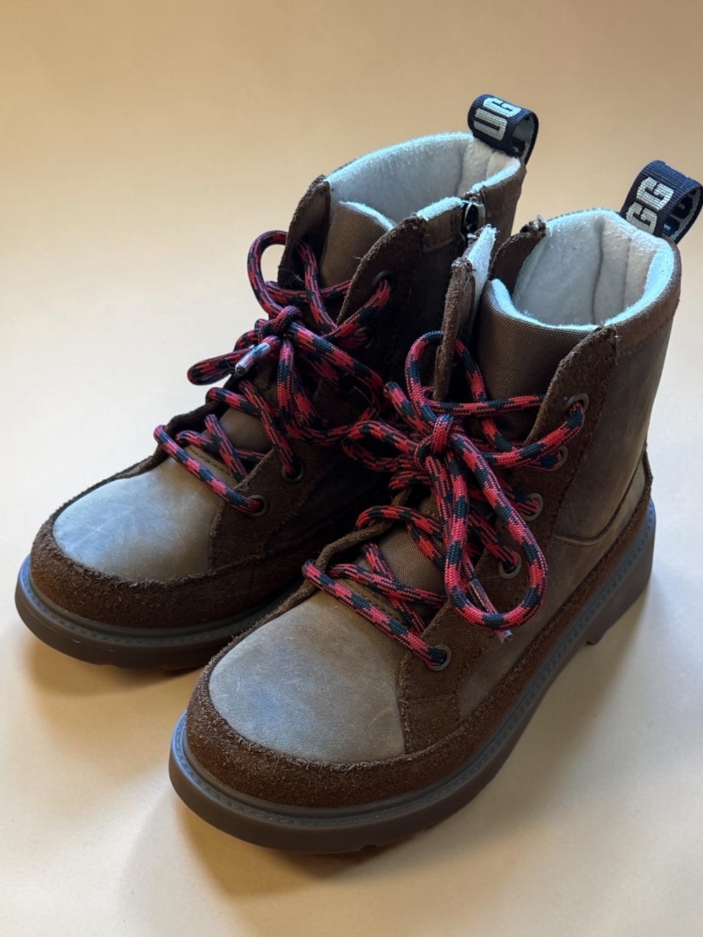 UGG | Brown Leather and Suede | Shearling-Lined | Size 1